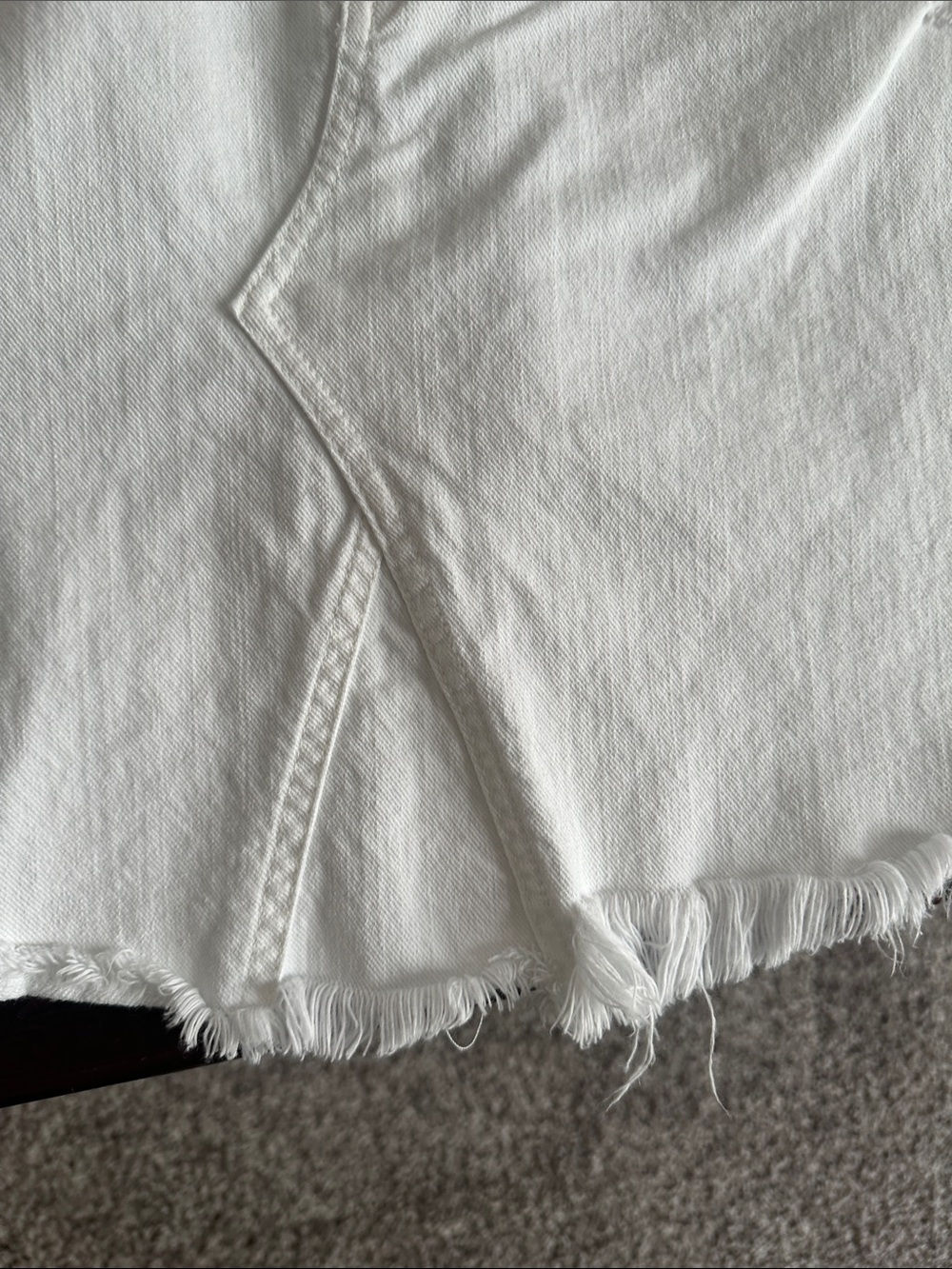 7 For All Mankind White Distressed Denim Mini Skirt - Picture 5 of 7